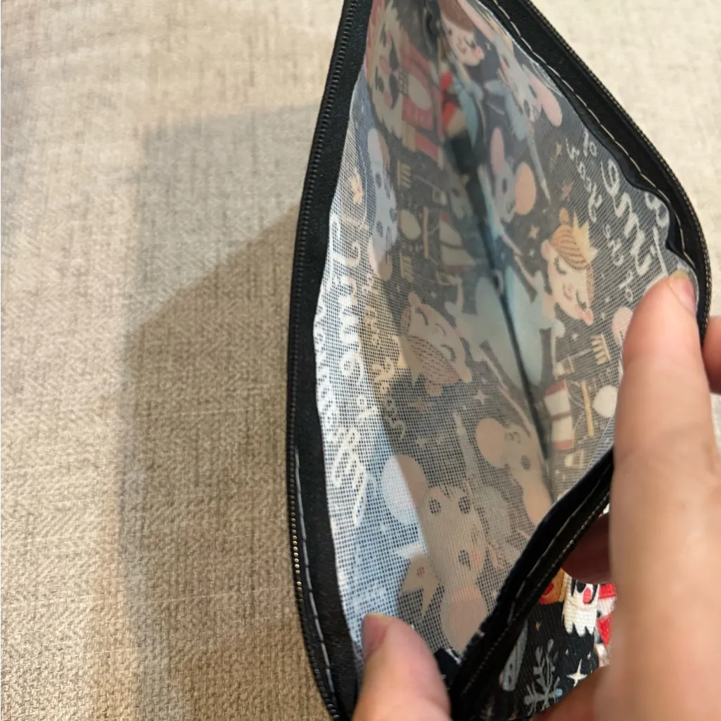 Festive Holiday Pouch with Nutcracker Design Black - Image 3