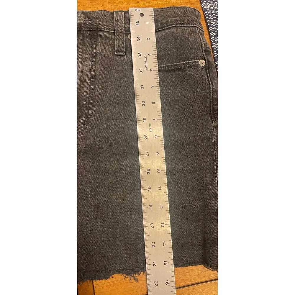 Madewell Jean Skirt Size 27 Stretch Black Charcoal Denim Raw Edge Boho Festival - Image 7