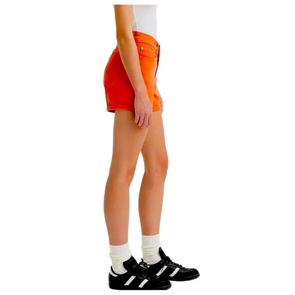 Levi's Women's Cuffed Mid Rise Mid Thigh Coral Shorts Size‎ 32 Slim Fit Stretch - Image 2