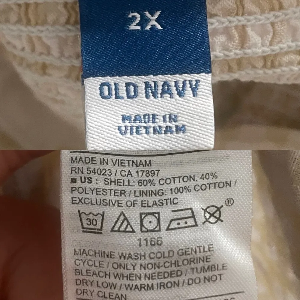 Old Navy Womens Shirt Blouse Cream White Gingham Plaid Puff Sleeve Plus Size 2X - Image 8