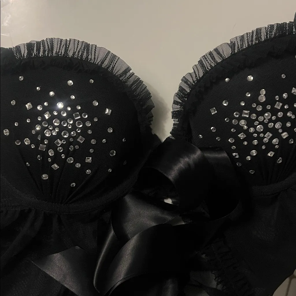 Victoria’s Secret black rhinestone bling babydoll - Image 9