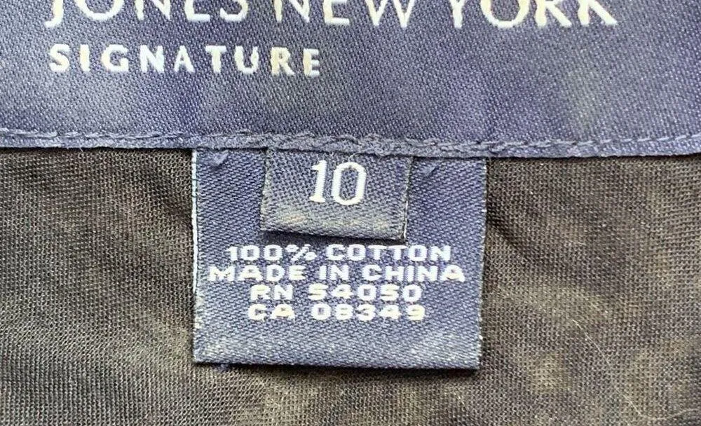 Jones New York Signature Dress Black Beige Floral Cotton V-neck Sleeveless Midi - Image 6