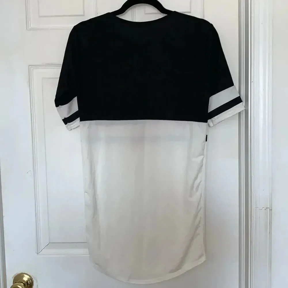 Boohoo Caris Curve Hem Color Block Shift Dress Black White Size 0 - Image 3