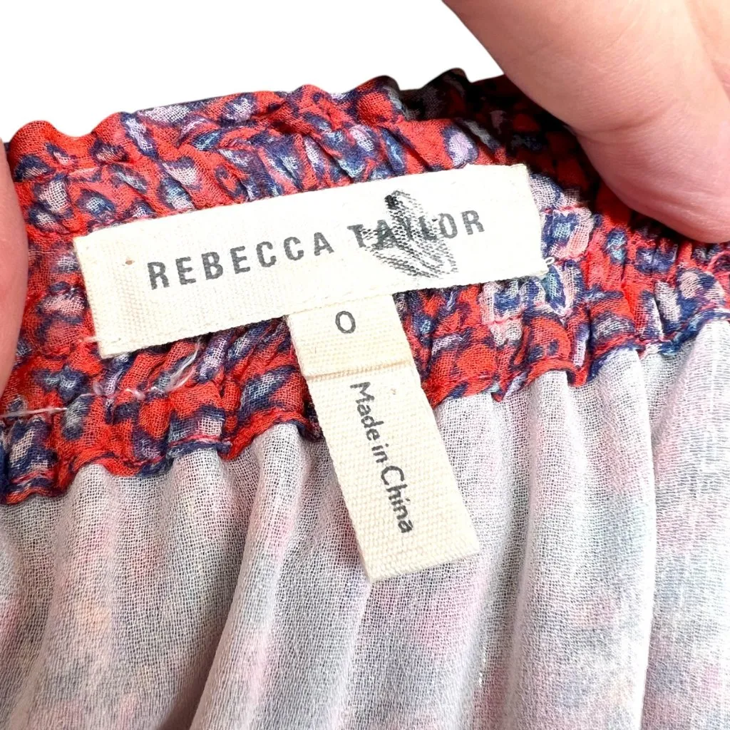 Rebecca Taylor Amanda Off-Shoulder Silk Tiered Chiffon Dress Mixed Print Size 0 - Image 12
