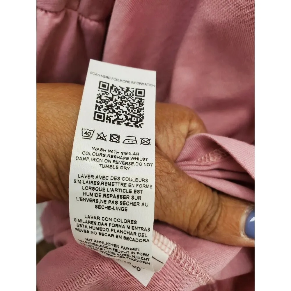 Asos Design Womens Solid Pink Cotton Round Neck Long Sleeve Knee Length Dress 16 - Image 11