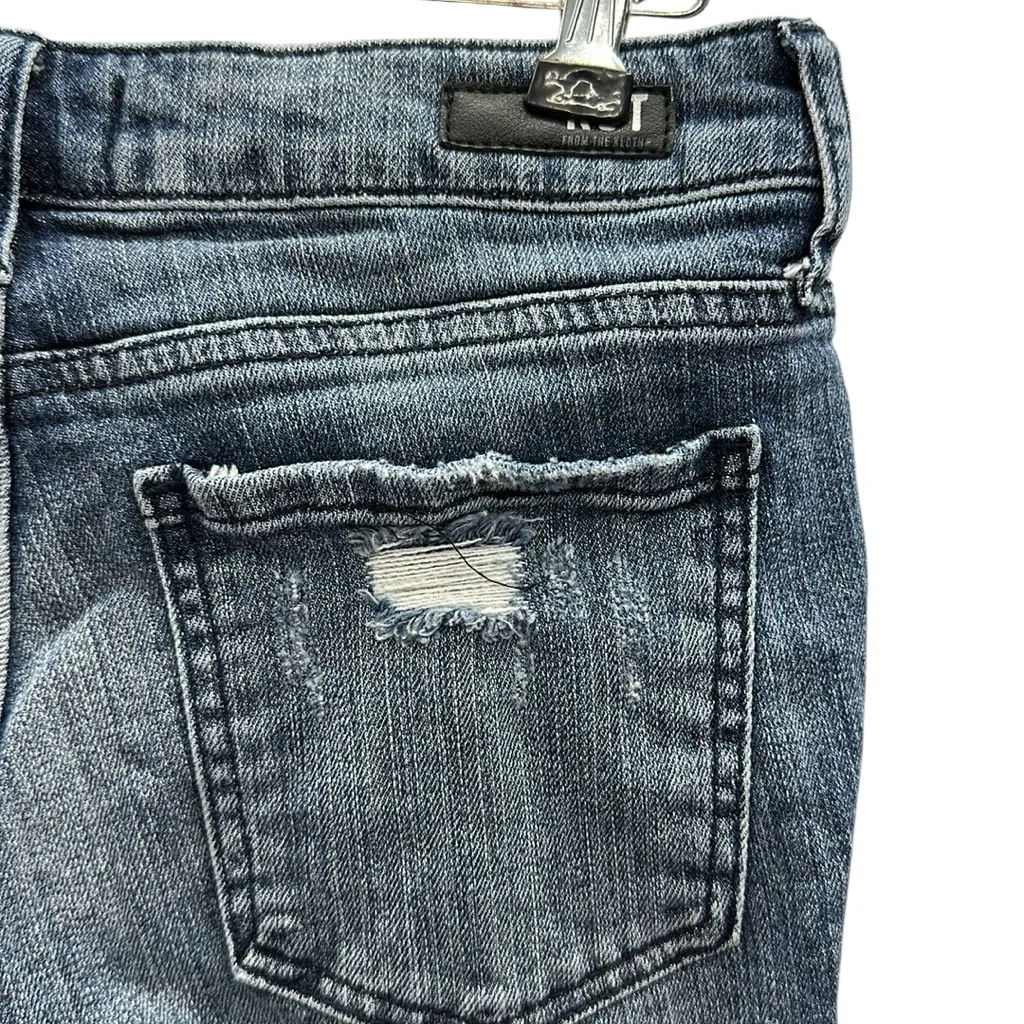 KUT Madeline Boyfriend Hidden Button Fly Distressed Cuffed Blue Jean Shorts 2 - Image 8