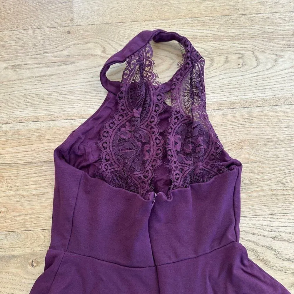 Lulu's - Hometown Girl Lace Back Skater Mini Dress in Purple - Image 3
