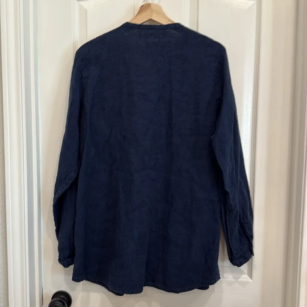 Flax long sleeve linen button down blouse - Image 7