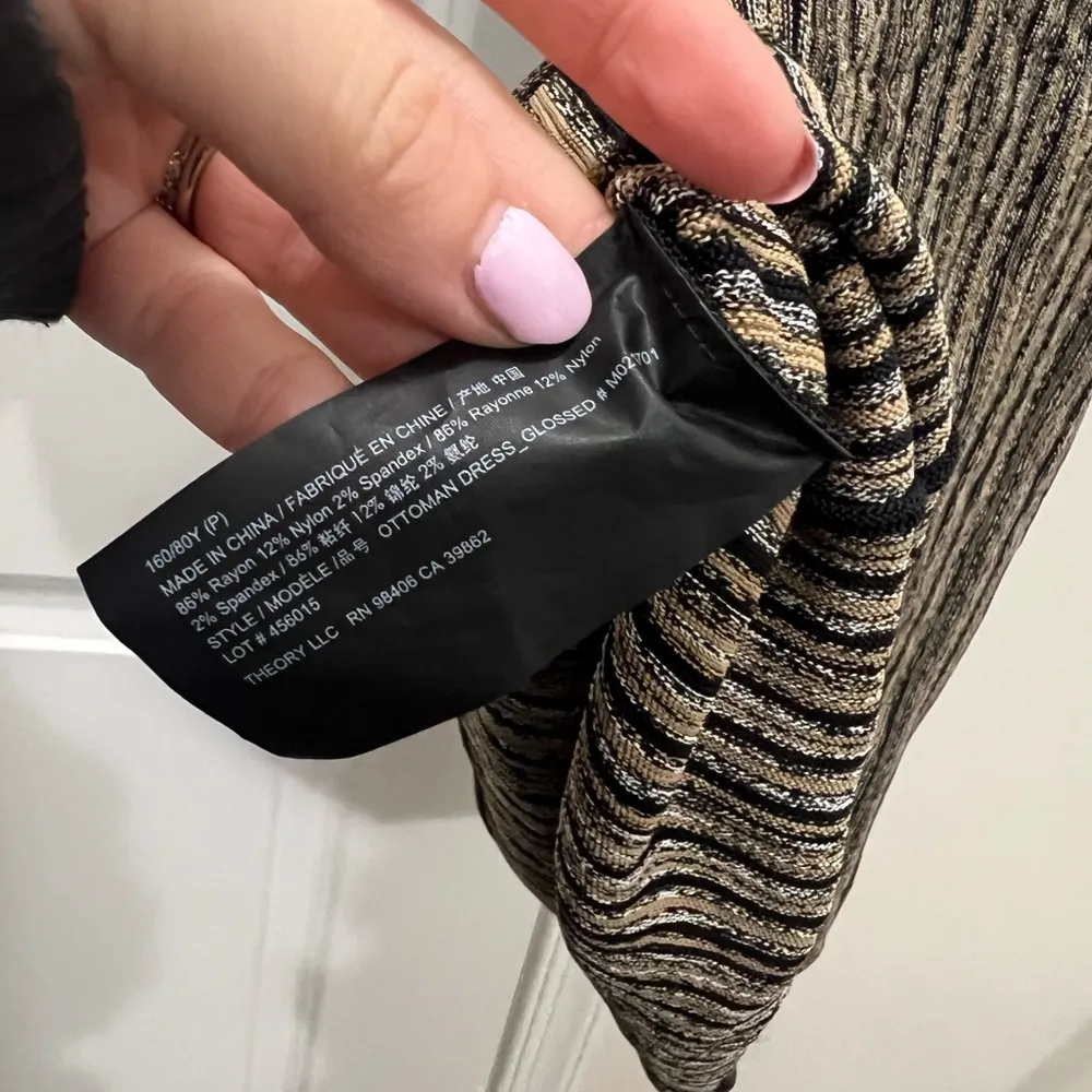 Theory Striped Stretch Knit Glossed Ottoman Dress Size P - Image 8