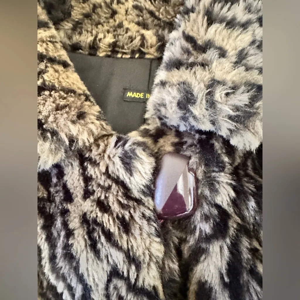 STYLE VI LTD Vintage Faux Fur Coat – Oversized Animal Print Luxe & Rare size XL Black - Image 7