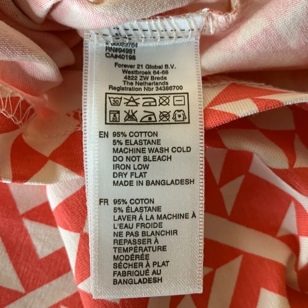 Forever 21 Coral Geometric Print Bondycon Tank Dress Size Small - Image 13