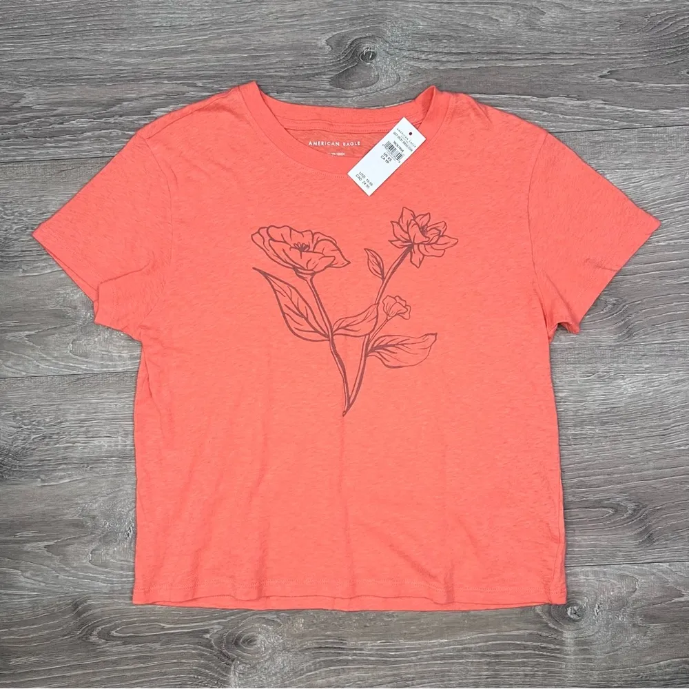 American Eagle Flower Graphic Tee Peach Size XS - Image 2
