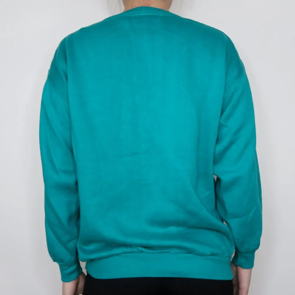 Vintage 90s Purple & Pink Argyle Knit Teal Sweatshirt - Image 4