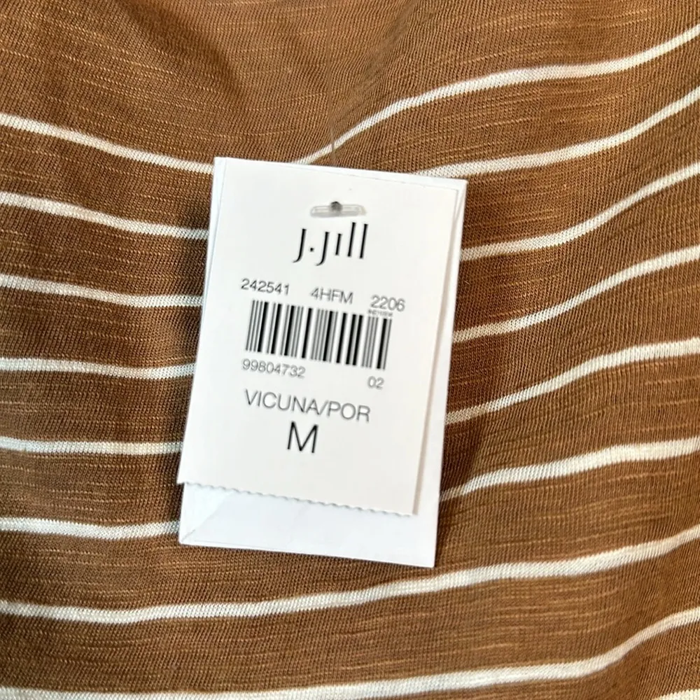 J Jill Brown White Stripe Long Sleeve Shirt Blouse Tunic Size Med NWT #0553-OC - Image 7
