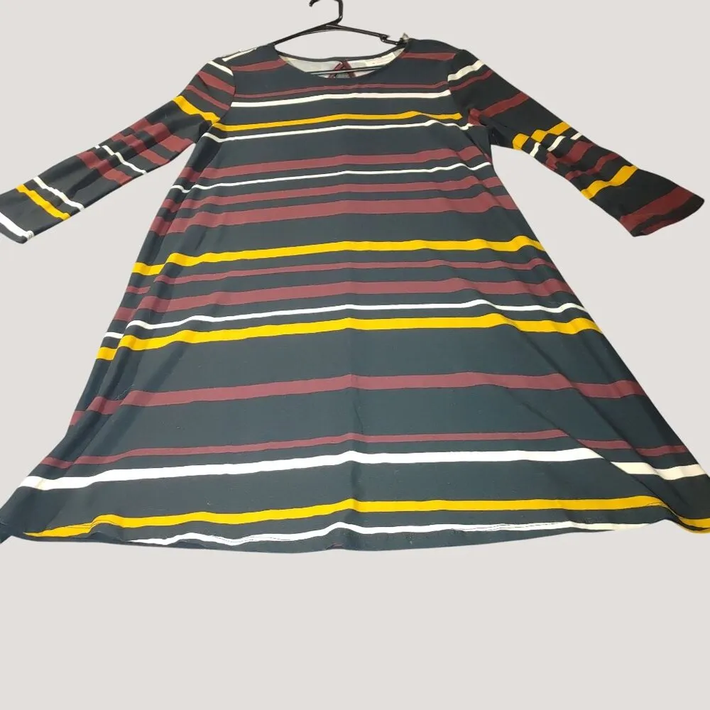 Bobbie Brooks Ladies Striped Long Sleeve  Sheath Pencil Dress Keyhole Back - Image 2