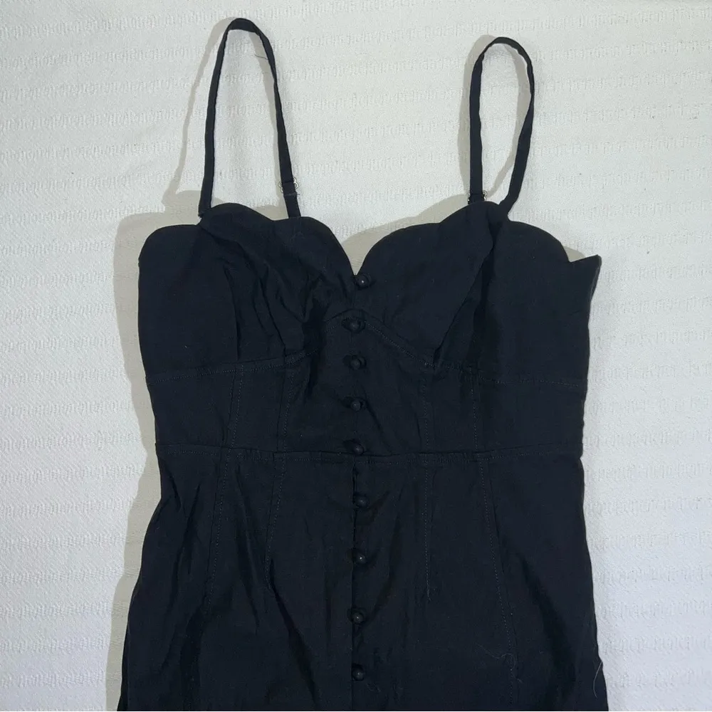 Anthropologie Womens Midi Dress Size 6 Black Preppy Party Celebration Front Slit - Image 6