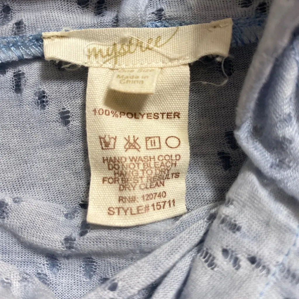 Mystree Powder Blue Drawstring Neck Poncho Top - Image 3