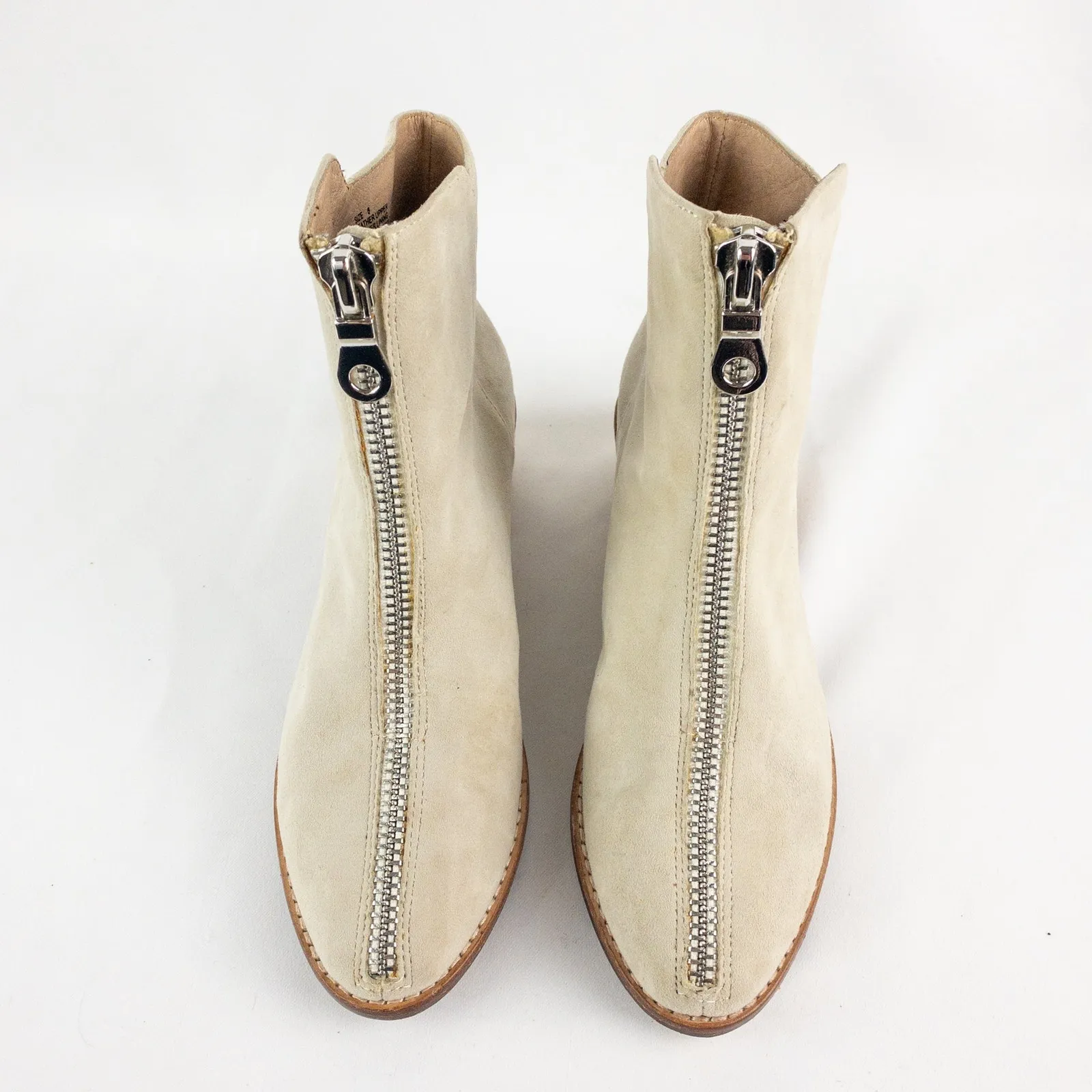Anthropologie Matiko Mylvia Tan Suede Front Zip Ankle Boots Womens 6 - Image 9