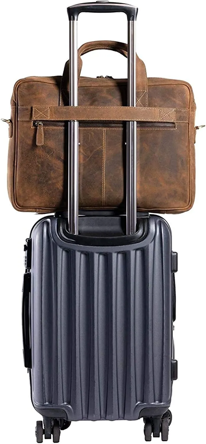 Leather briefcase 18 Inch Laptop Messenger Bags for Men and Women Best Office School College briefcase Satchel Bag - Image 3