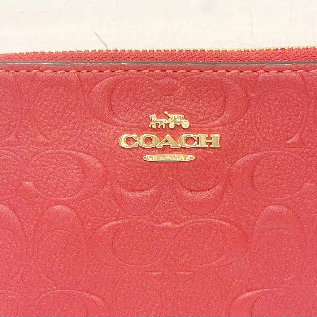 Coach Electric Red Leather Wristlet Corner‎ Zip Wristlet 67555 Wallet - Image 2