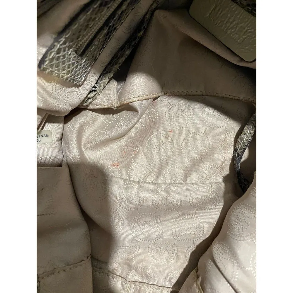 Michael Kors Brown Python Snakeskin Leather Shoulder‎ Bag Chain Strap Embossed - Image 5