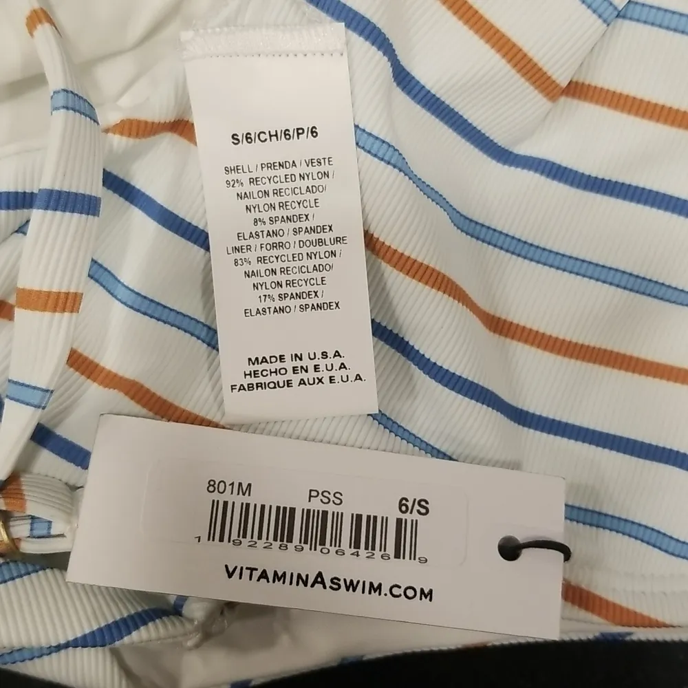 💕VITAMIN A💕 Yasmeen One Piece Swimsuit ~ Palm Springs Stripe 6 Small S NWT - Image 11