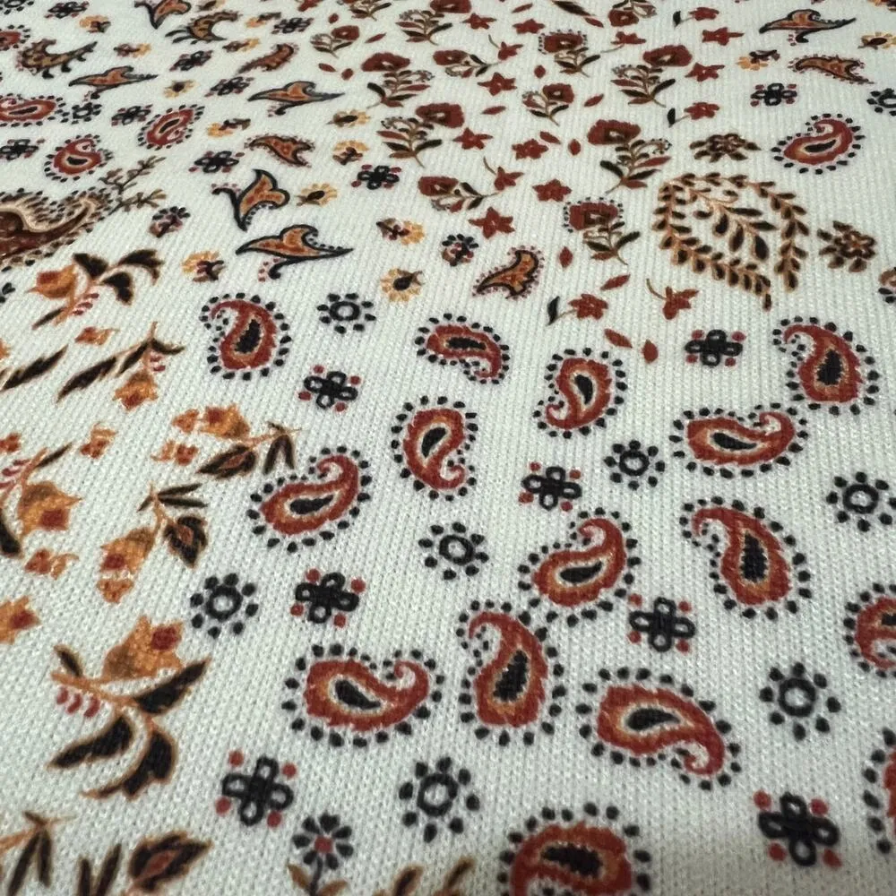 Les Serein MEDIUM Puffy Shoulder Detail Turtleneck Pasiley Print Soft Pullover Brown - Image 10