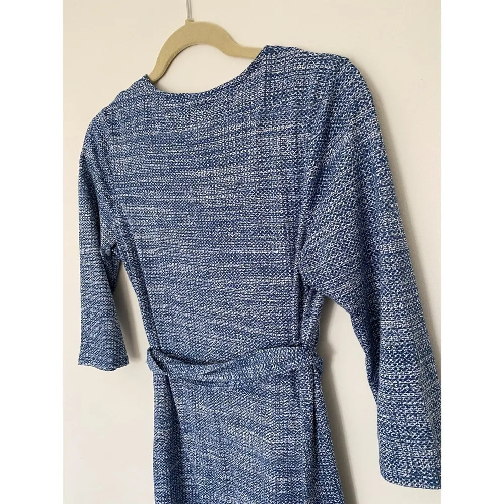 ✅ Michelle Wrap Dress Sasch Sz XS Blue and White 3/4 sleeve - Image 4