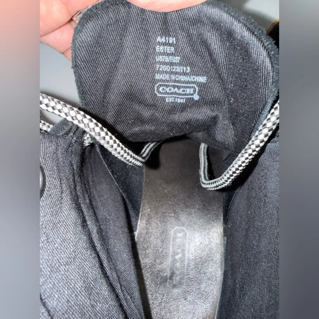 Coach Black Fabric Shoes with Checkered Laces - Image 8