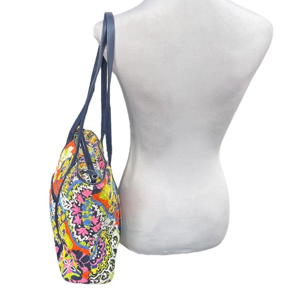 Vera Bradley Tote Bag in Rio Blue Green Orange Yellow Pink - Image 4