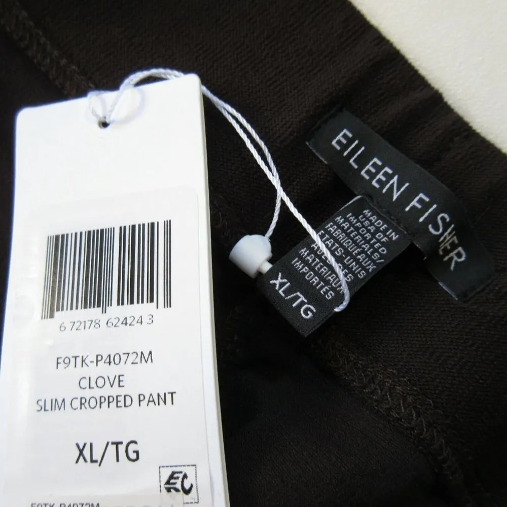 NWT Eileen Fisher Slim Cropped in Clove Step Hem Washable Stretch Crepe Pants XL - Image 3