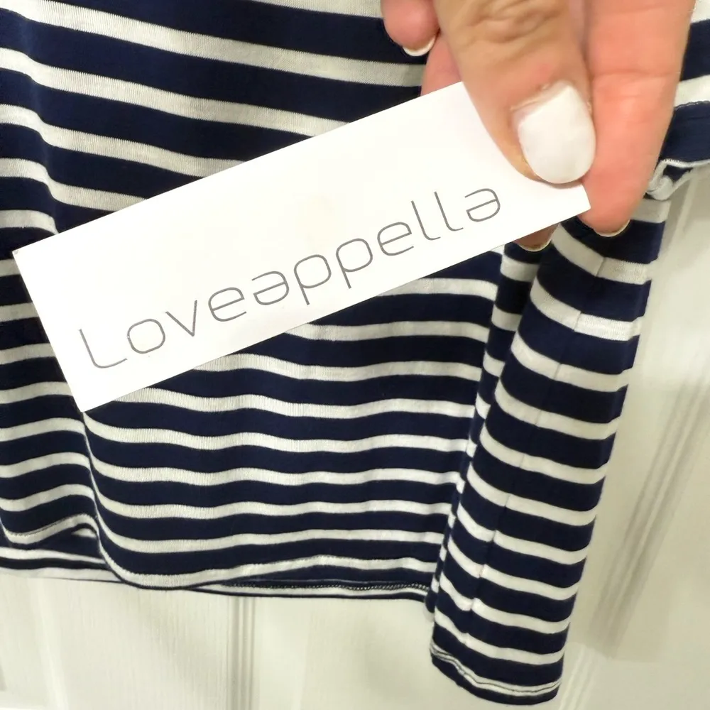 Loveappella Navy and White Striped Long Sleeve Top NWT - Image 4