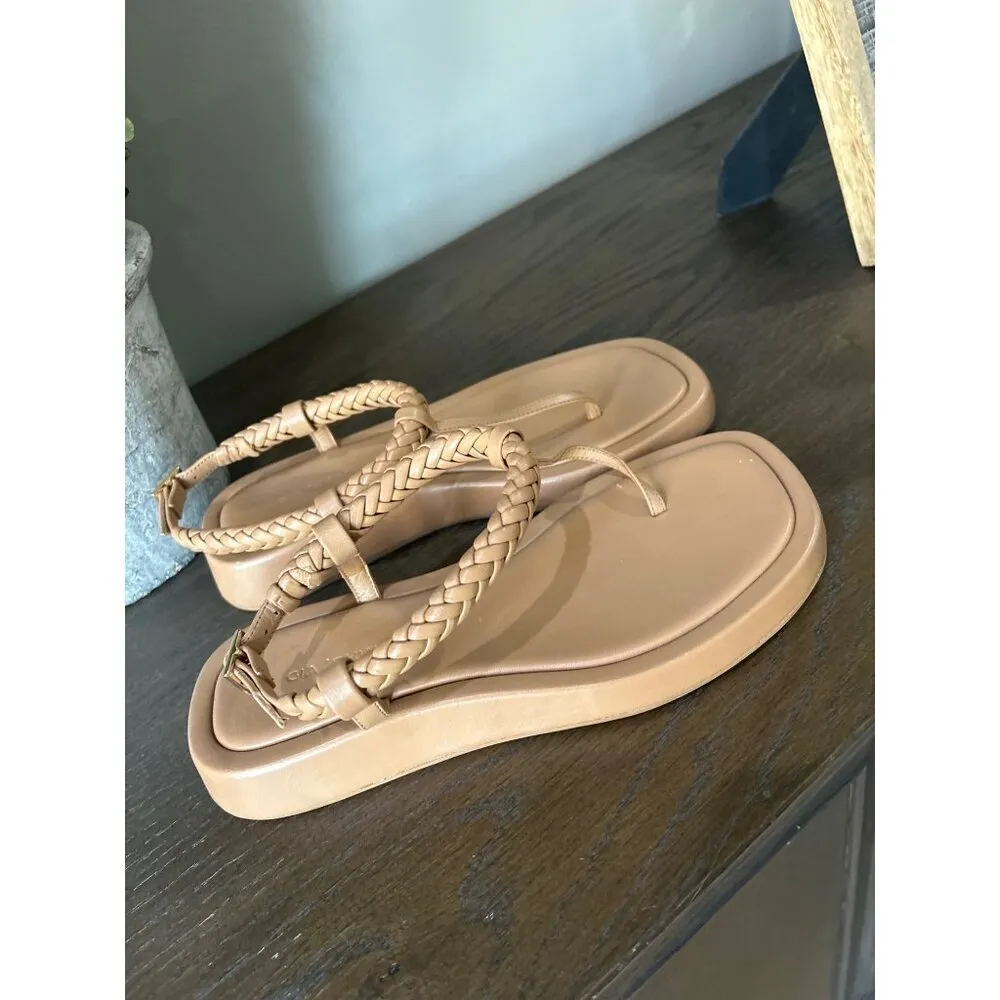 GIA BORGHINI x RHW Flat Thong Sandal Hazelnut Brown Womens Size 37 - Image 6