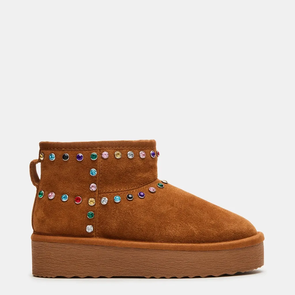 NEW Steve Madden Comfy Chestnut Suede Rhinestones - Image 3