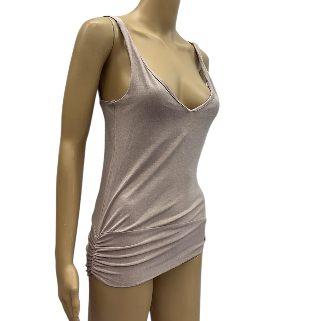 Ya Design of Nature Muted Rose V Neck Ruched and Tie Sides Tank Top Womens Small Pink - Image 4