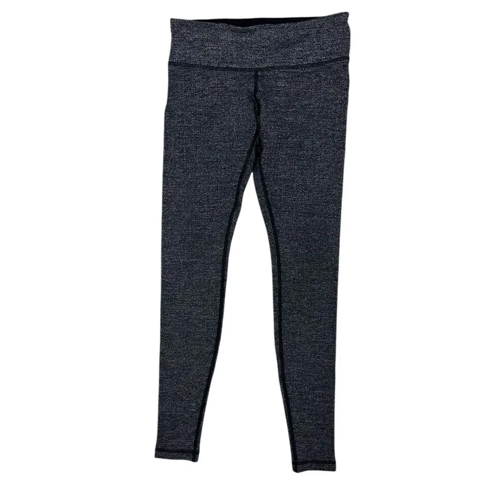 Lululemon Wunder Under Pant Size 6 Heathered Herringbone Heathered Black Black - Image 6