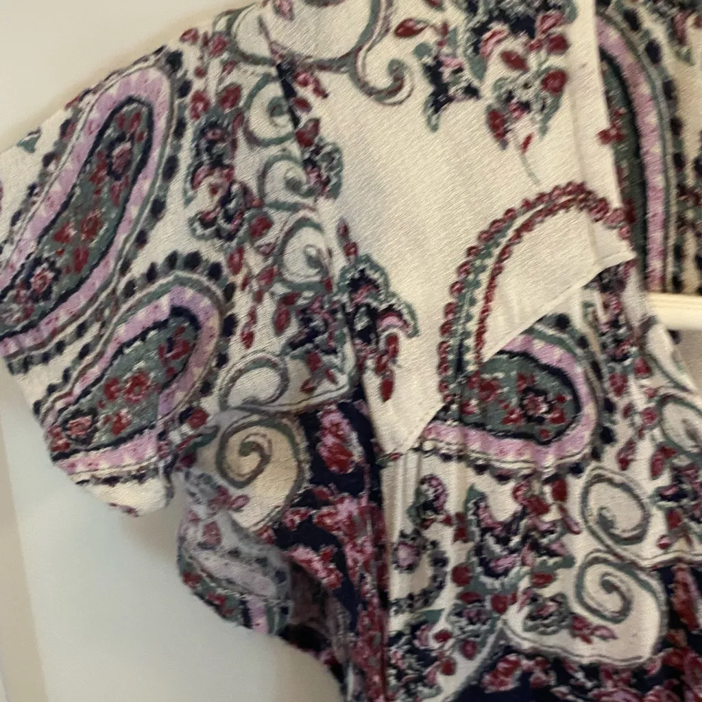 Lucky Brand Felicia Paisley Purple Midi Dress Boho Western Fall cottagecore - Image 8