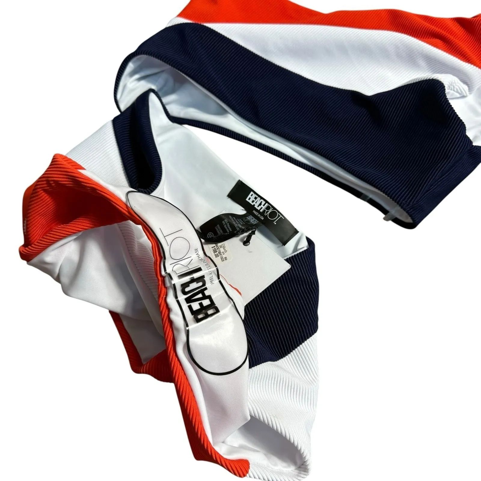 BEACH RIOT Joyce One Piece Red Colorblock One Shoulder Swimsuit XS Americana - Image 6