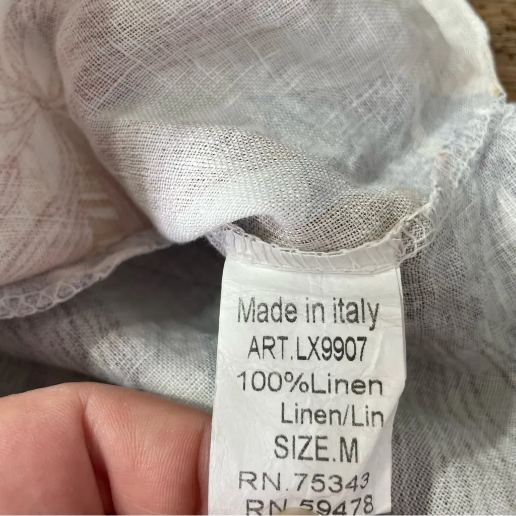 Lungo L’Arno Linen Tropical‎ Slip Dress Made In Italy Pockets Size Medium White - Image 7