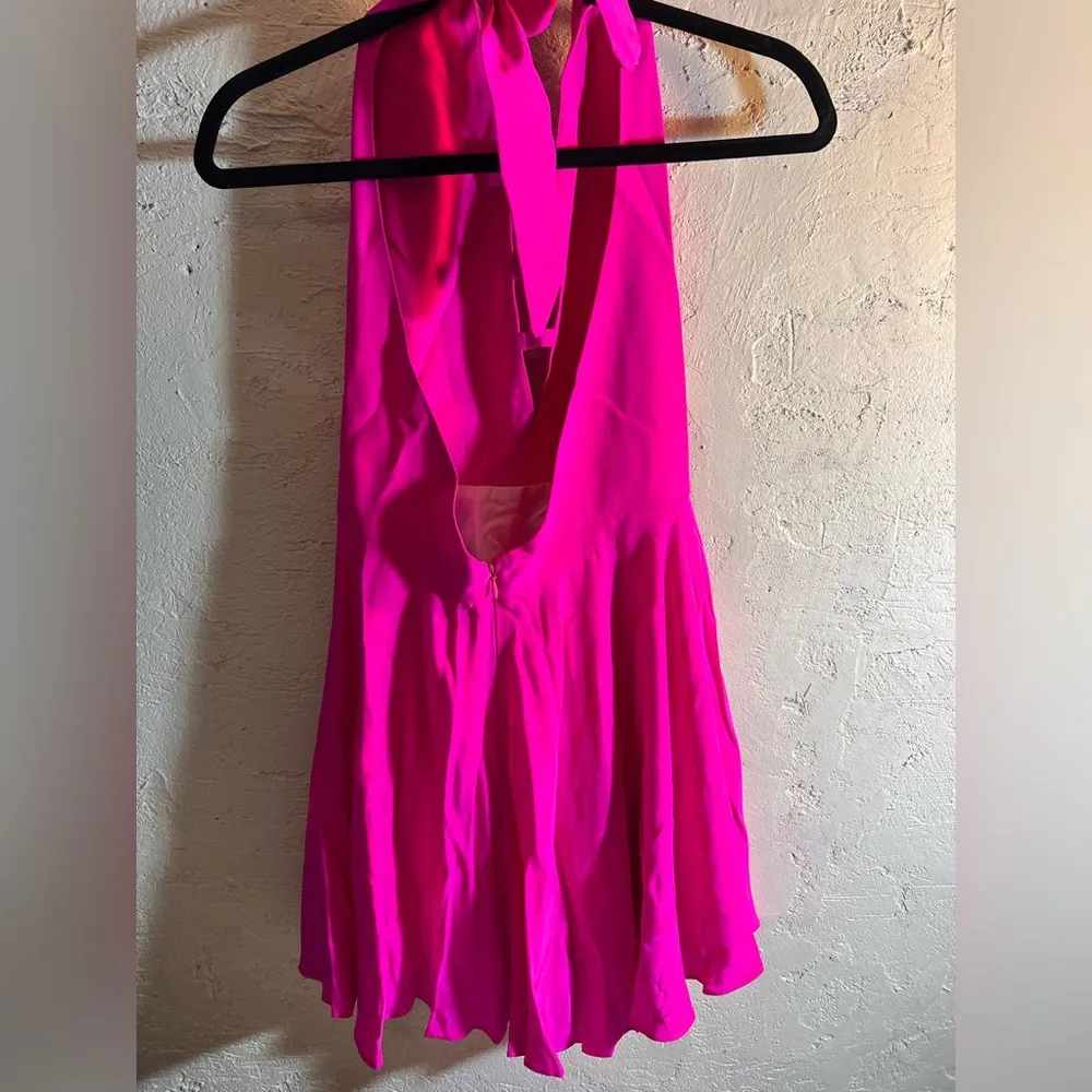 Amanda Uprichard Fuchsia Halter 100% Silk Dress colorful mini halter designer - Image 6
