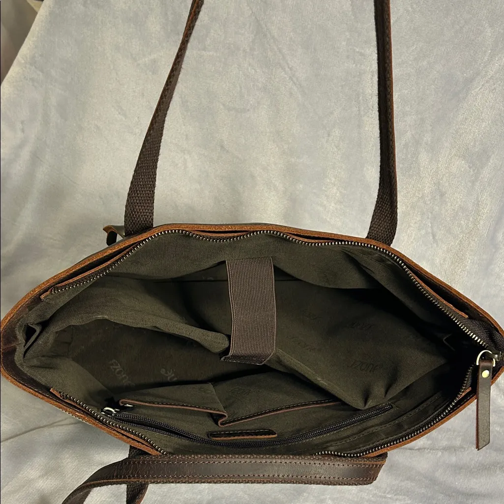 SZone Leather & Canvas Laptop Tote - Image 8