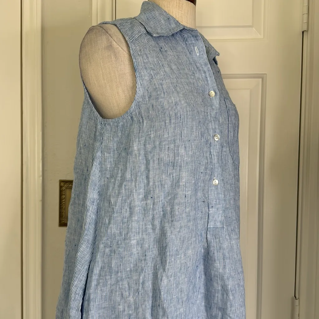 Magaschoni micro stripe linen shirt dress - Image 15