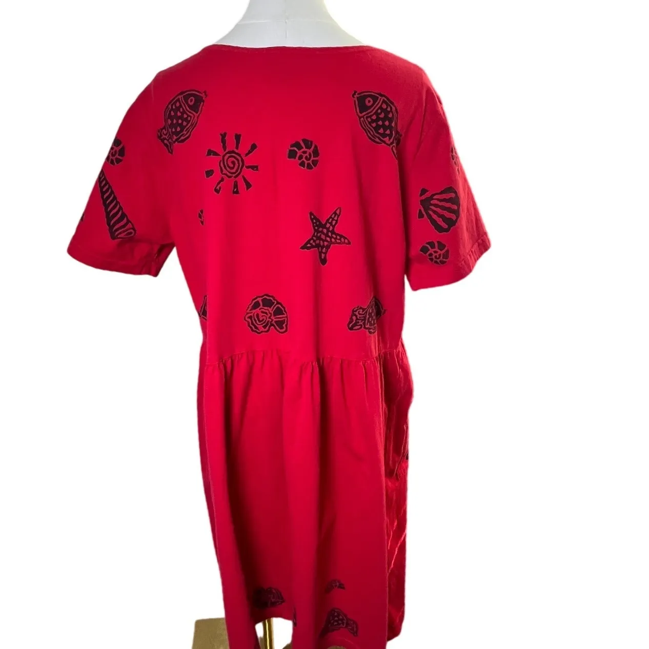 Viva City Red Cotton Beach Nautical Print Casual Dress Pockets Size L Size L - Image 10