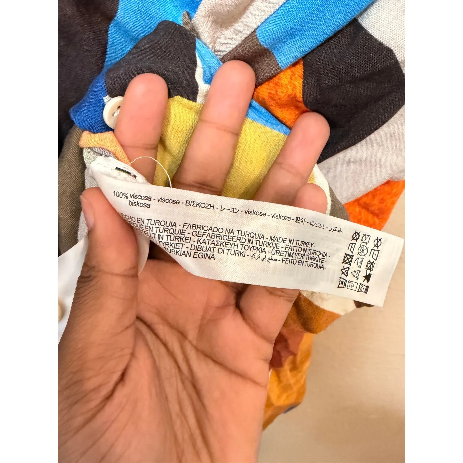 ZARA Geometric Print Short Sleeve Button Up Shirt Women Size S Multi Color - Image 5