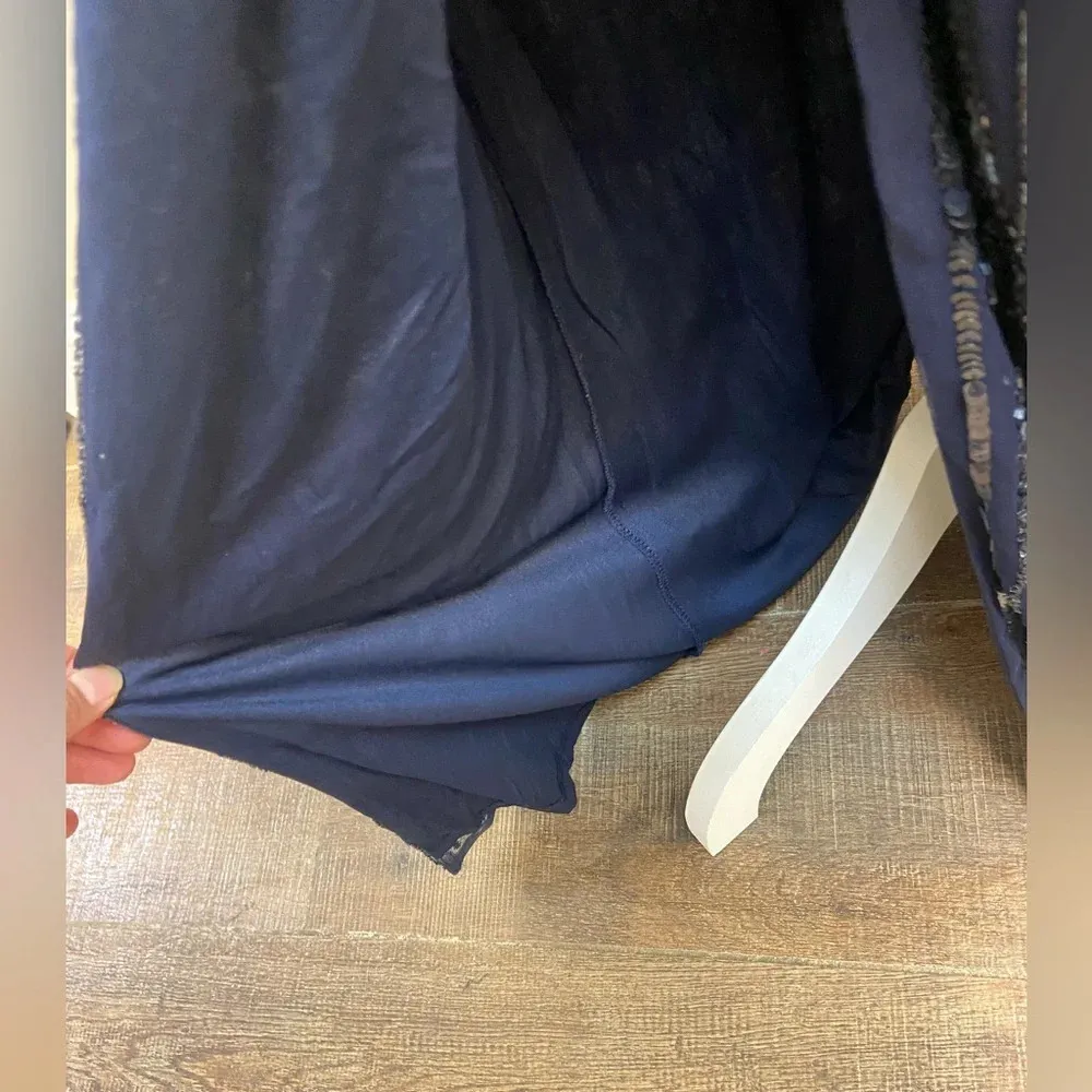 Mac Duggal sequin formal dress high neck illusion navy formal cocktail Sz‎ 8 NWT - Image 13