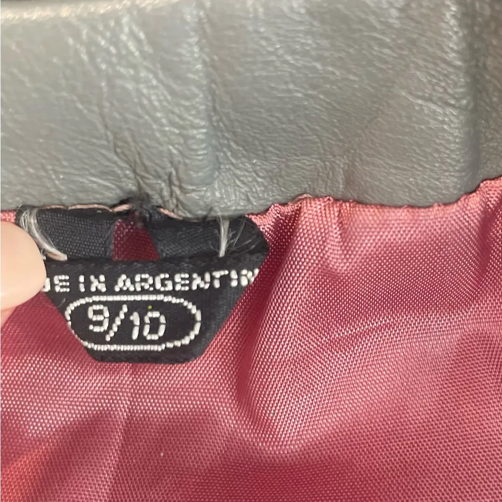 COMINT Genuine Leather Jacket Made in Argentina Size 9/10 Gray Vintage 1980s - Image 8