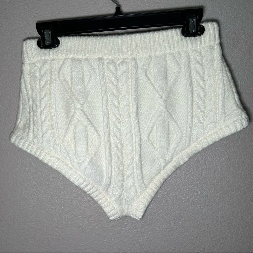For love & Lemons cream neutral cable knit shorts women’s size medium - Image 5