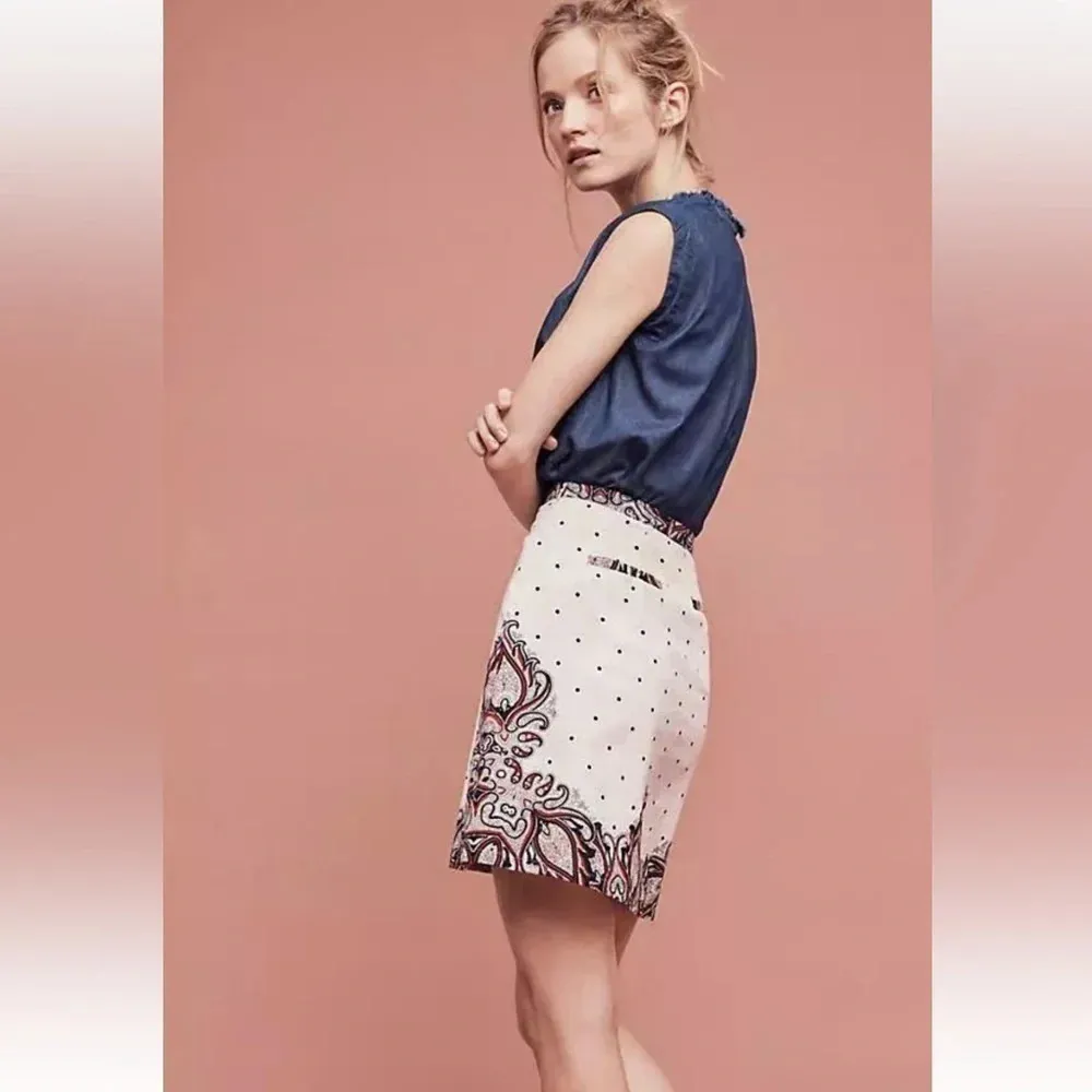 Anthropologie Holding Horses Adele Polka Dot Paisley Skirt Size 6 S Small - Image 5