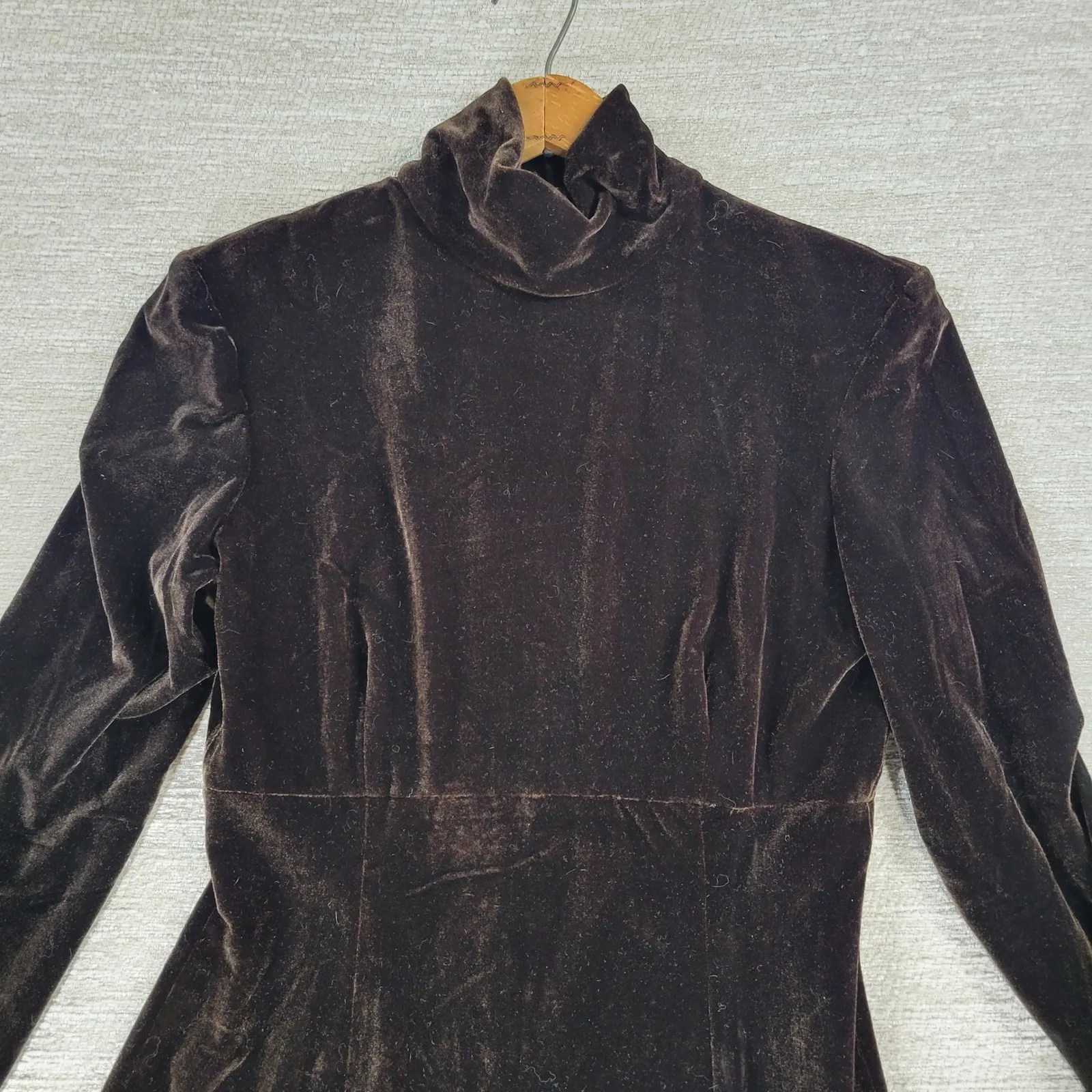Vintage KC Spencer Velvet Maxi Dress Sz 6 Brown Turtleneck Whimsigoth Cocktail - Image 13