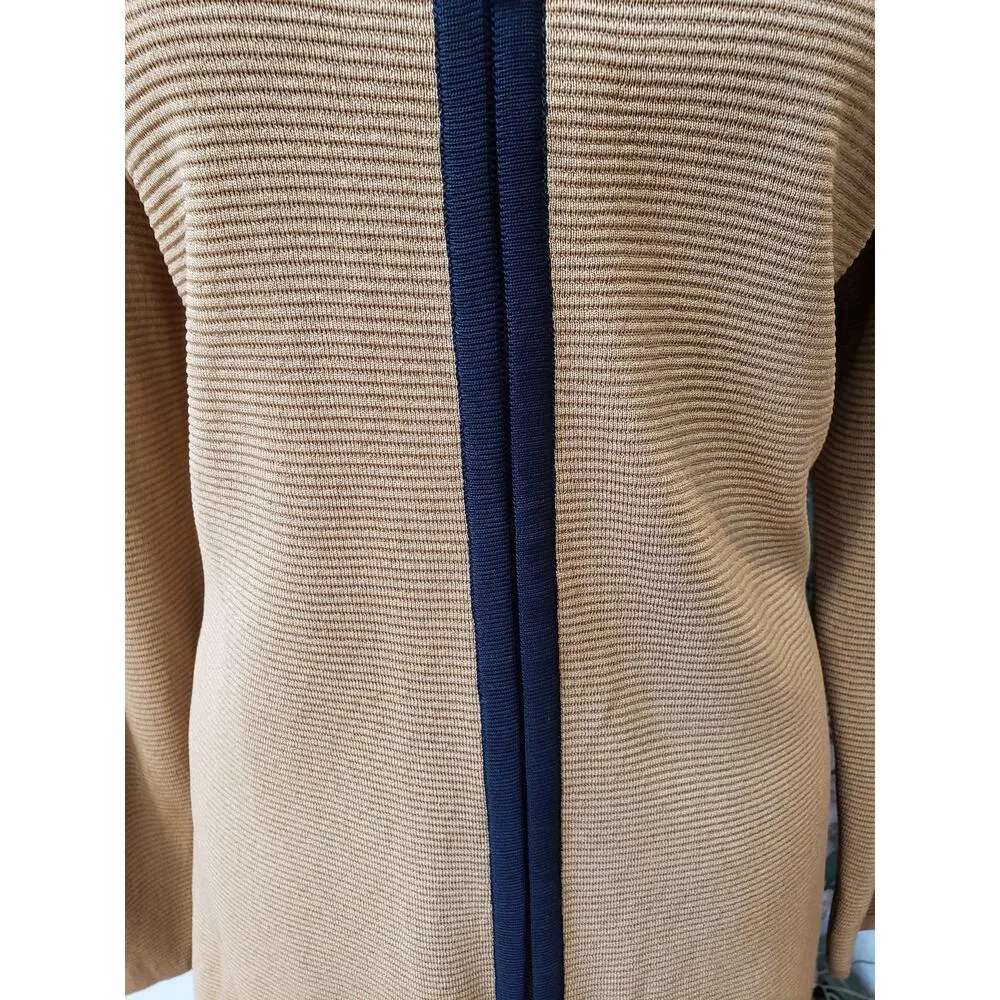 Misook Cardigan Jacket Womens Large Brown Knit Ribbed Trim Long Sleeve Full Zip - Image 8